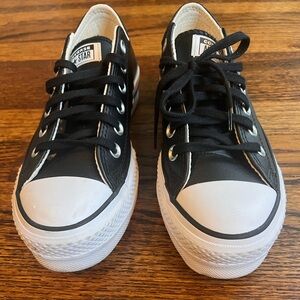 Women's CONVERSE Black leather Sneakers.